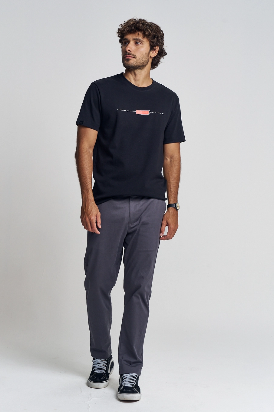 Camiseta Masculina Manga Curta Com Estampa Preto 4
