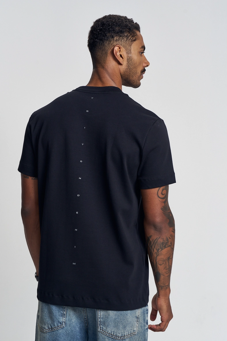 Camiseta Masculina Básica Com Logo Aplicado Preto 2