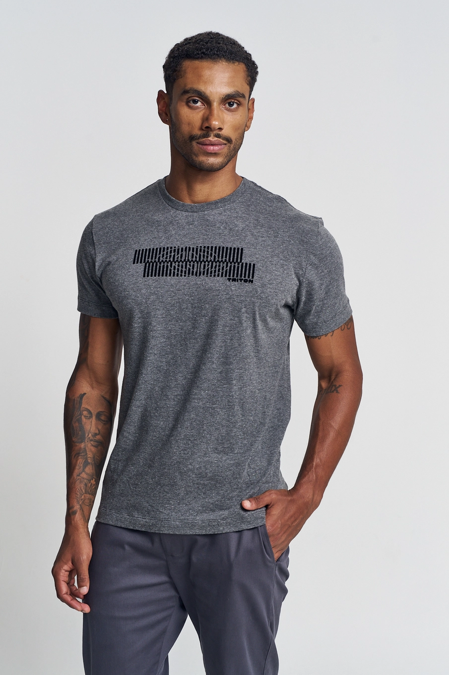 Camiseta Masculina Mesclada - Fit CINZA 1
