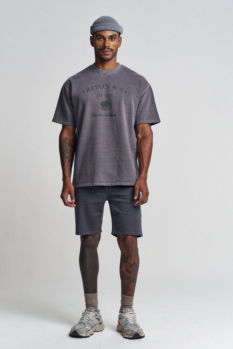 Camiseta Masculina Estonada Com Estampa Frontal CINZA 4
