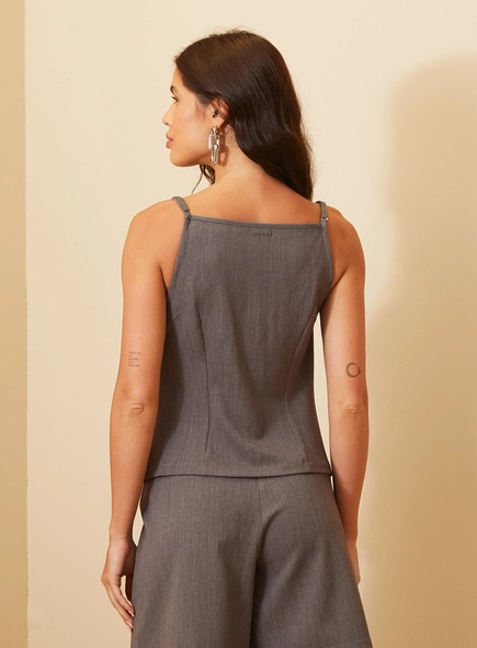 Blusa Feminina De Alças Finas Com Botões