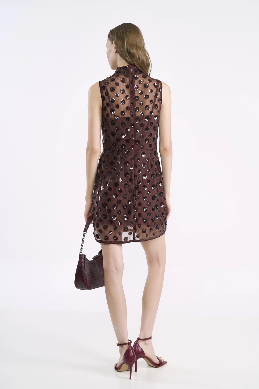 Vestido Em Tule Com Paetês Estampados