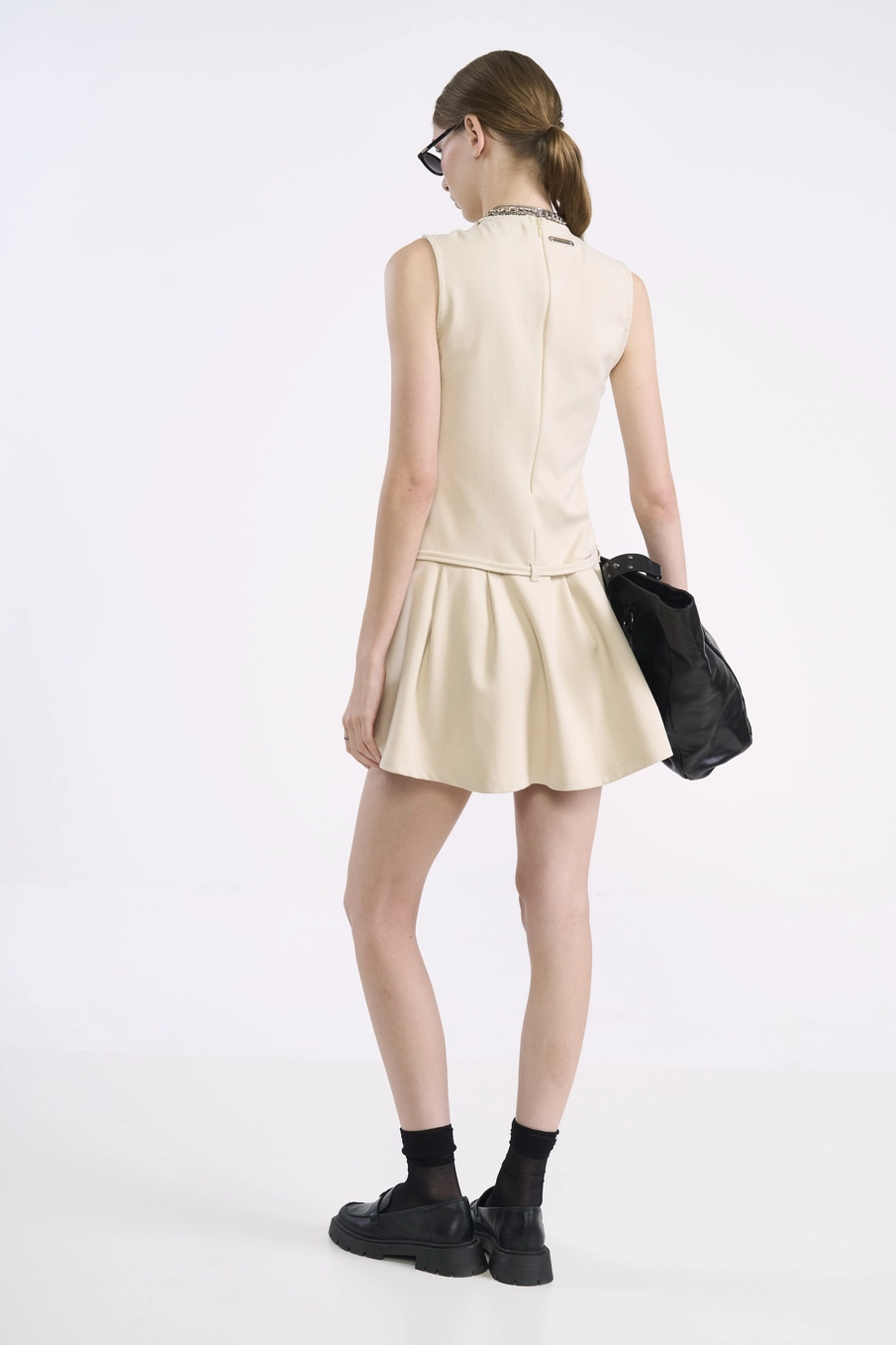 Vestido Curto Alfaiataria Bege