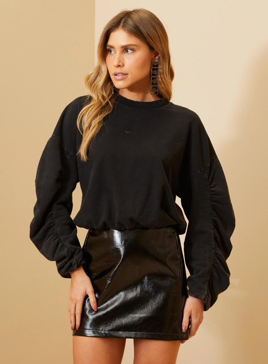 Blusão Comfort Mangas Bufantes Preto 1