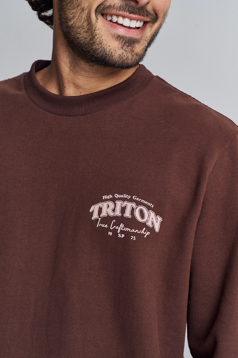 Blusão Com Linhas Contrastantes - Fleece Marrom 4