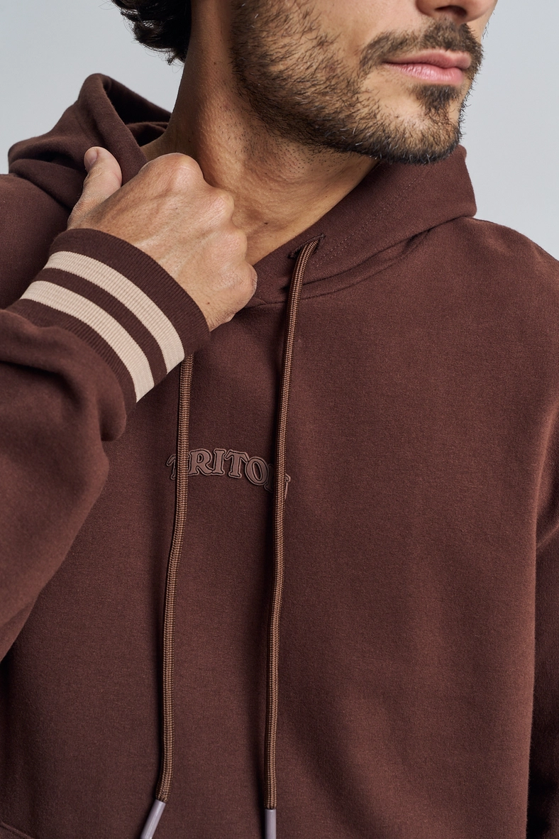 Blusão Masculino Com Capuz Comfort Marrom 4
