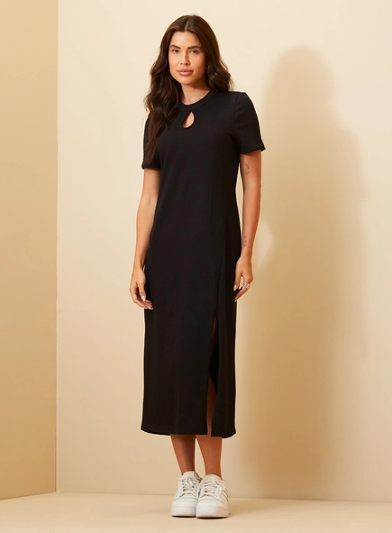 Vestido Midi Com Fenda - T-shirt Dress