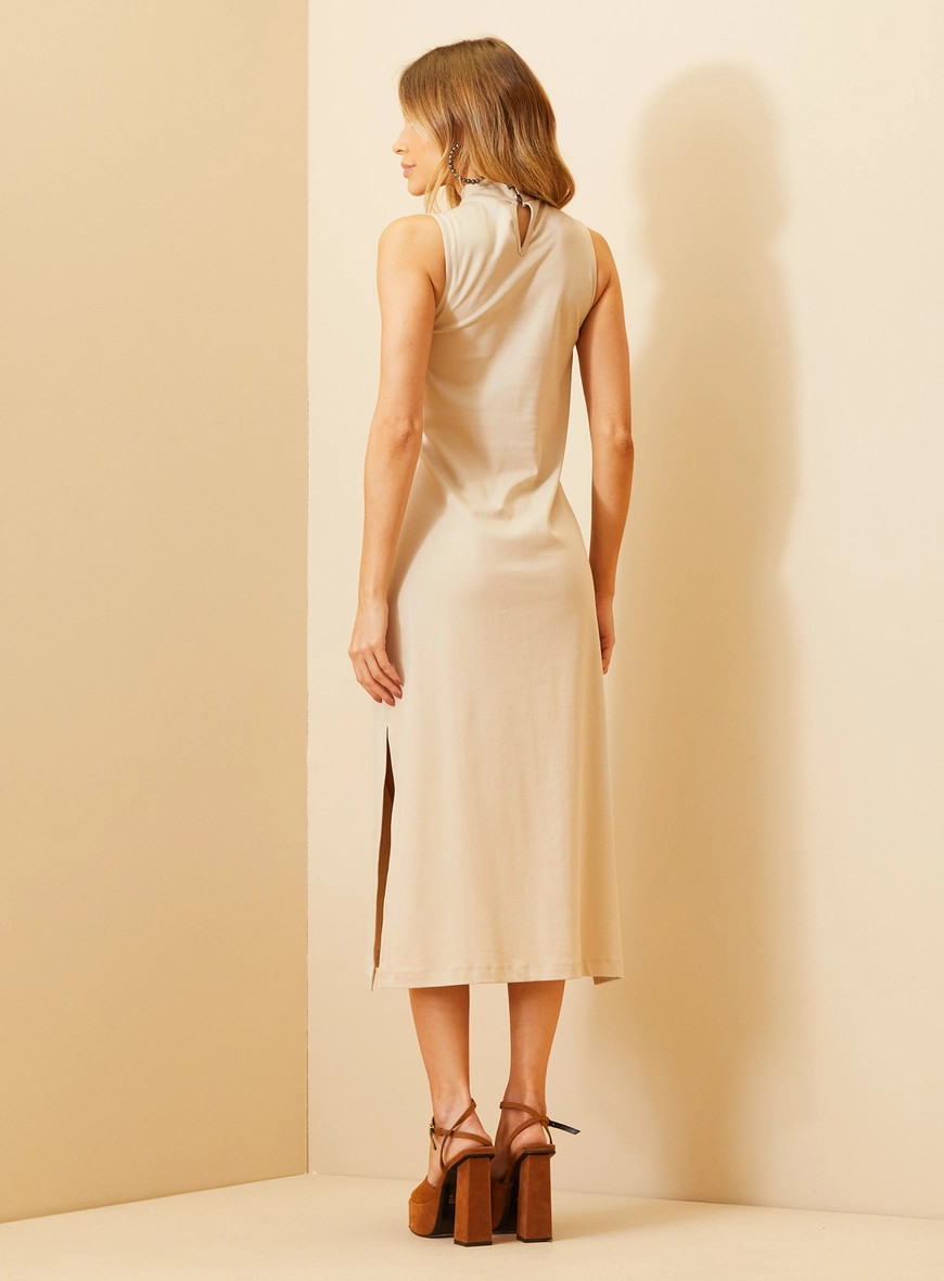 Vestido Com Detalhe Franzido - Comfort Bege 4