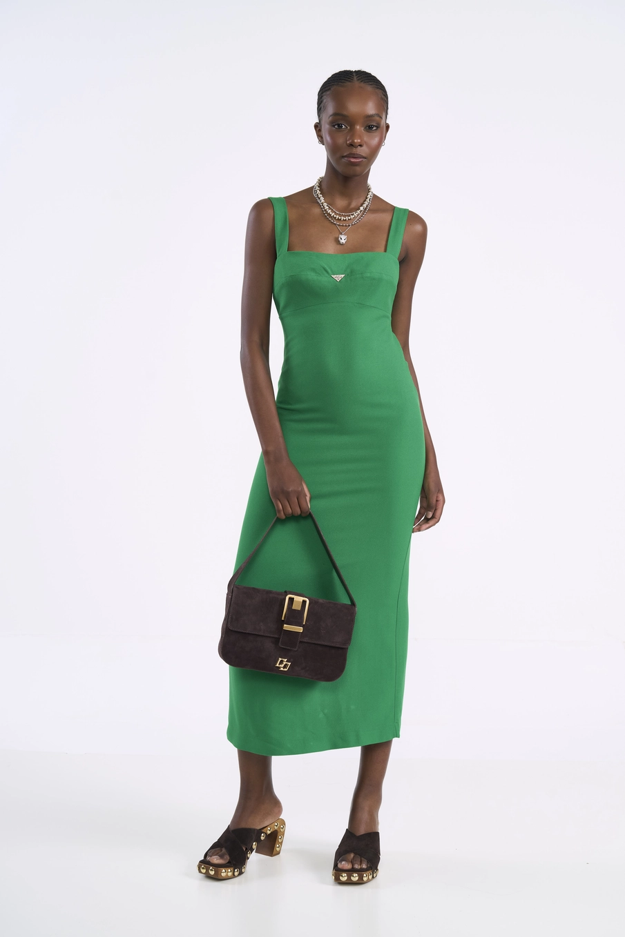 Vestido Midi Verde Vibrante Verde Vanity