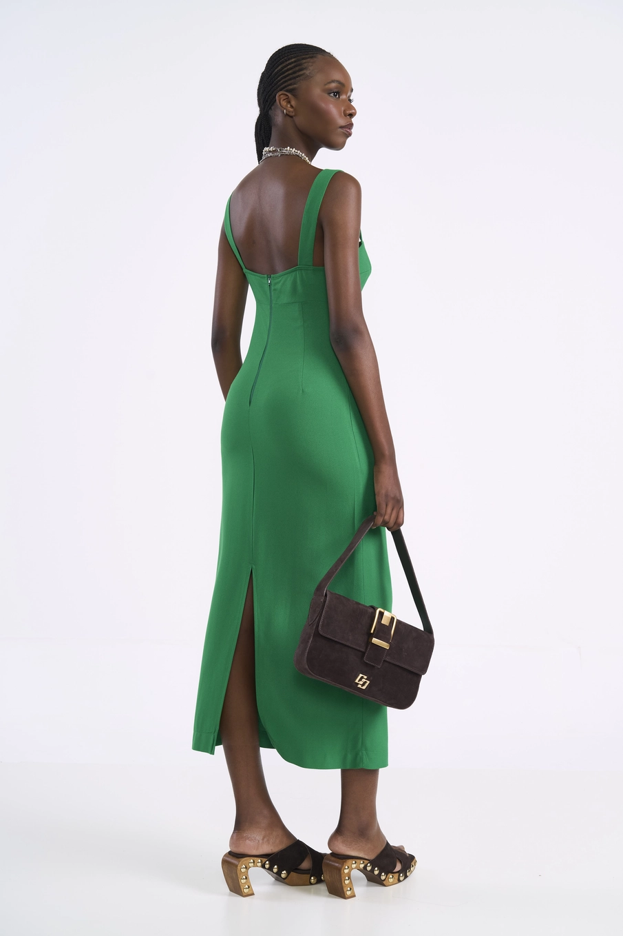 Vestido Midi Verde Vibrante Verde Vanity