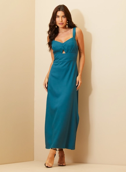 Vestido Midi Com Recorte Frontal