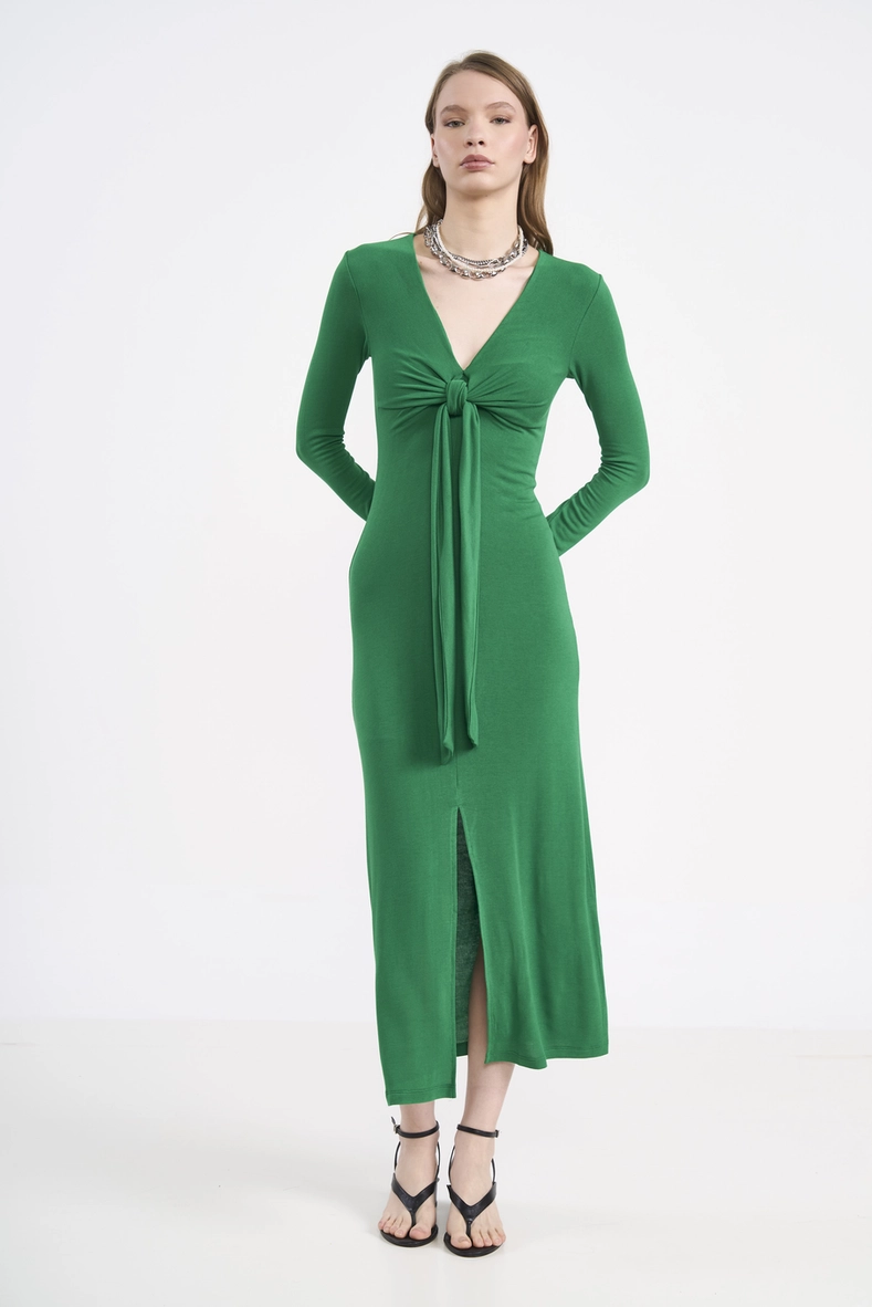 Vestido Midi Com Nó Frontal