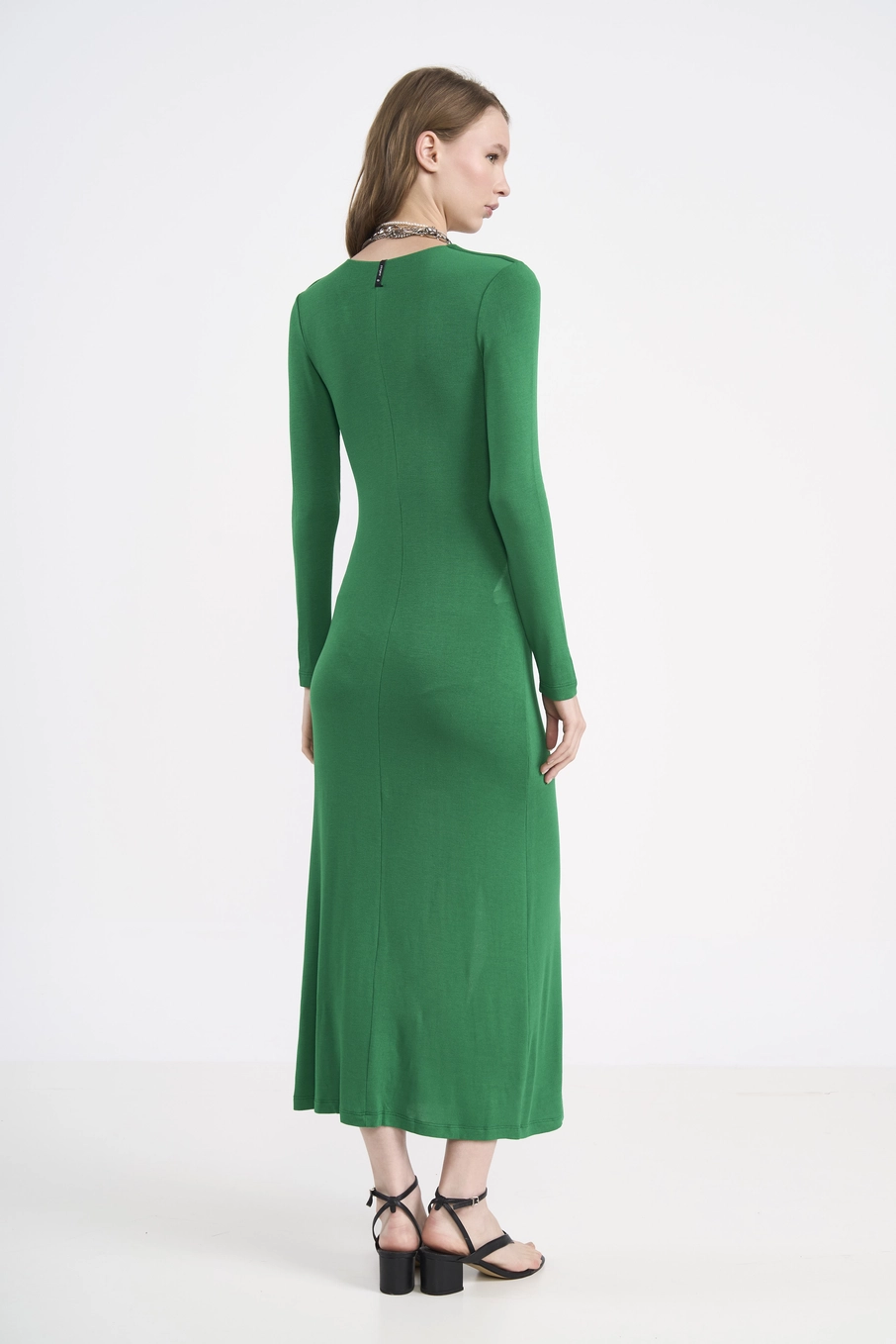 Vestido Midi Com Nó Frontal Verde Vanity