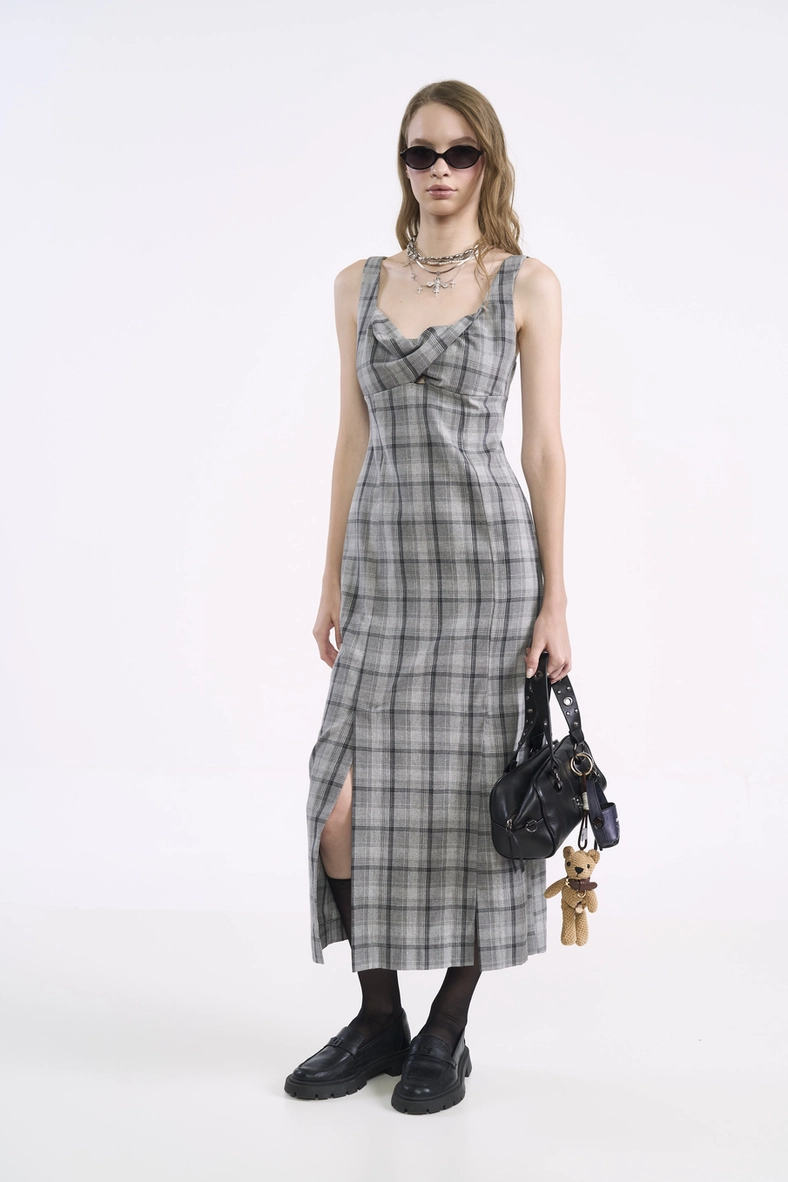 Vestido Xadrez Com Decote Degagê