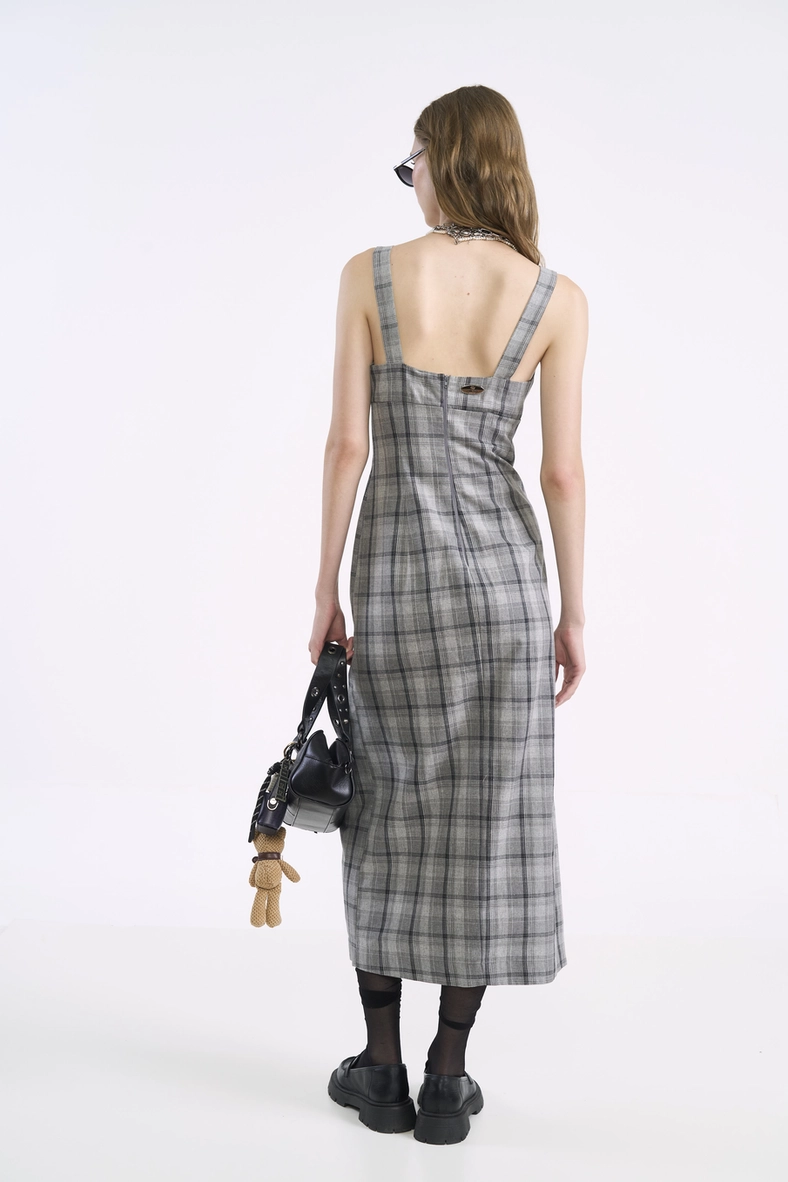 Vestido Xadrez com Decote Degagê | Colcci