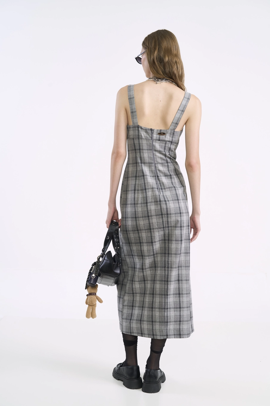 Vestido Xadrez Com Decote Degagê Estampados