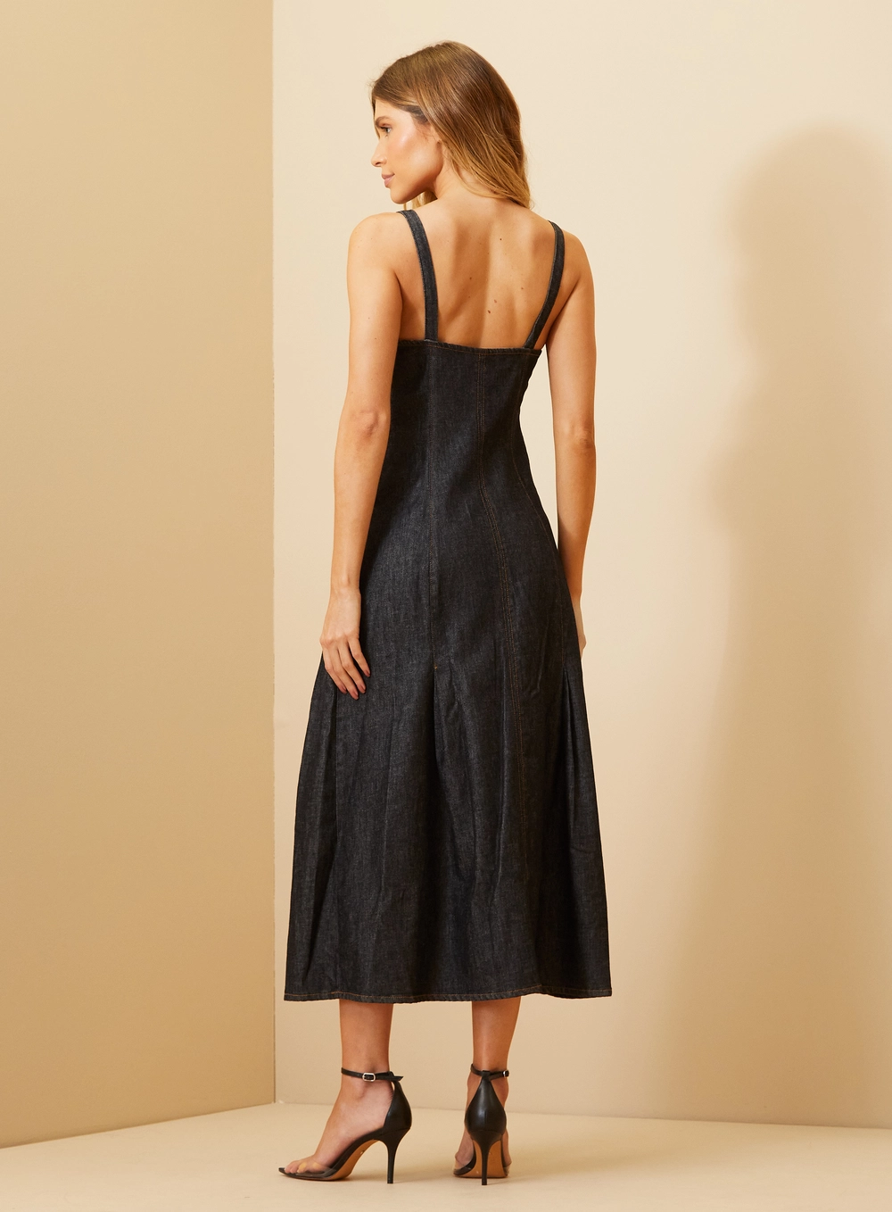 Vestido Midi Jeans Com Recortes Índigo 4