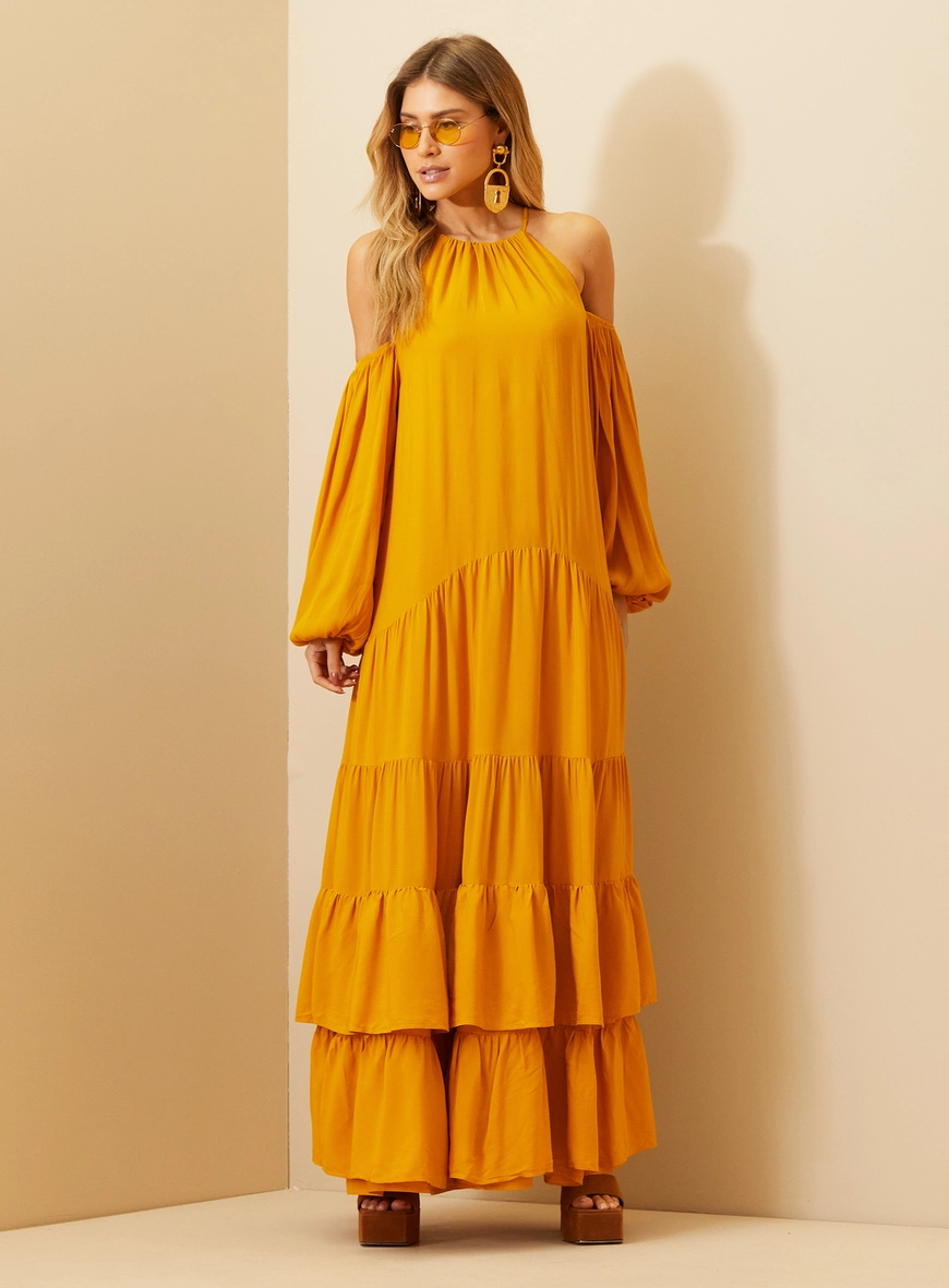 Vestido Longo Ombro A Ombro Amarelo Sunray 1