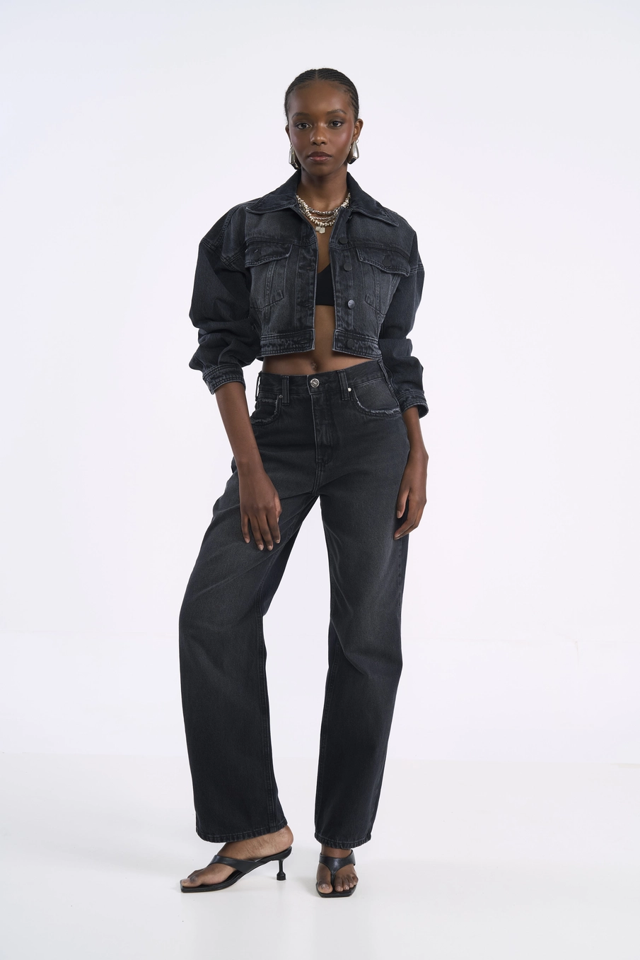 Top Cropped Estruturado Preto