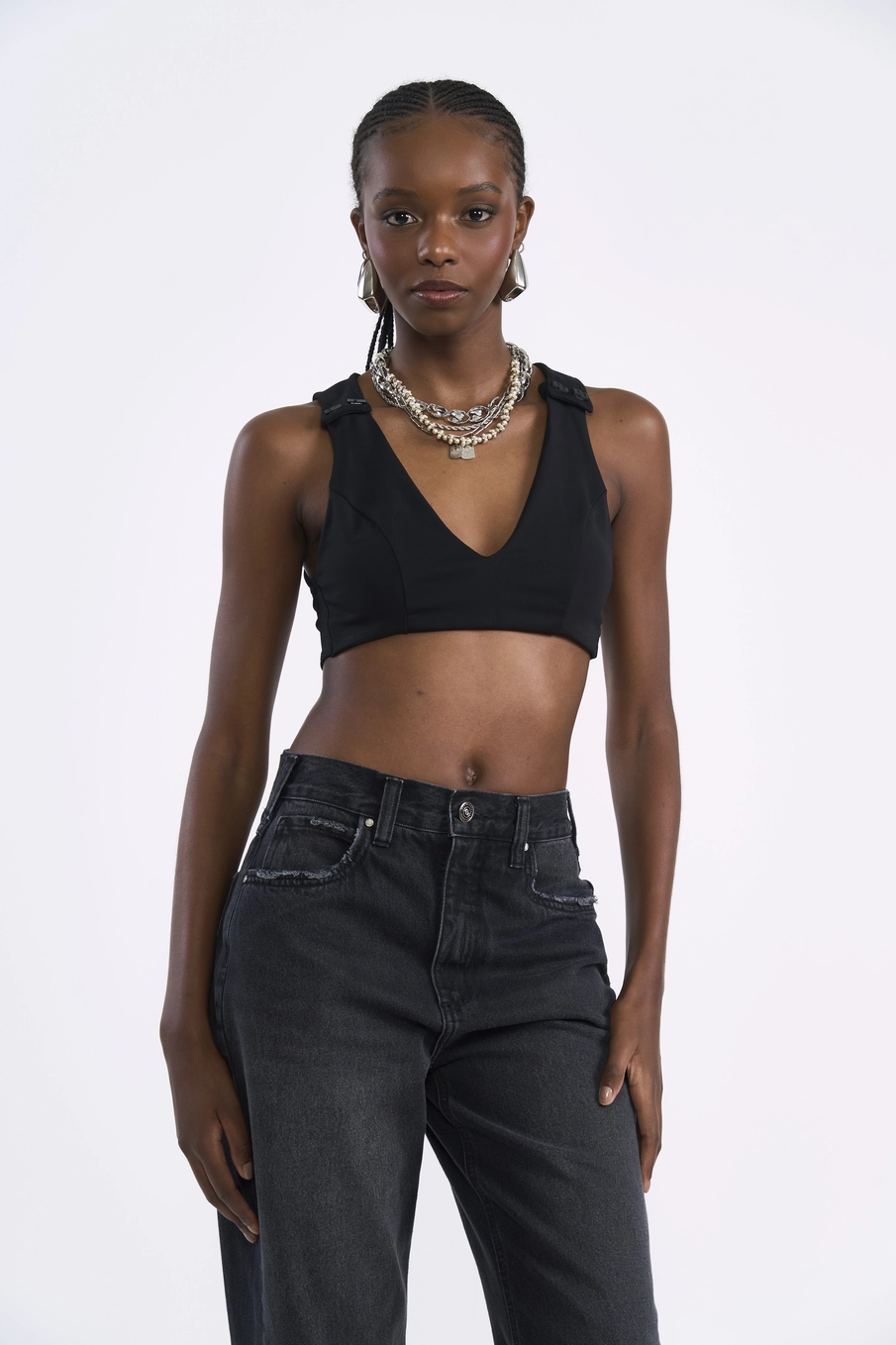 Top Cropped Estruturado Preto