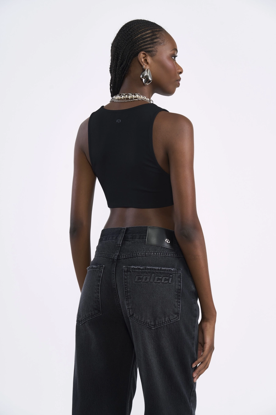Top Cropped Estruturado Preto