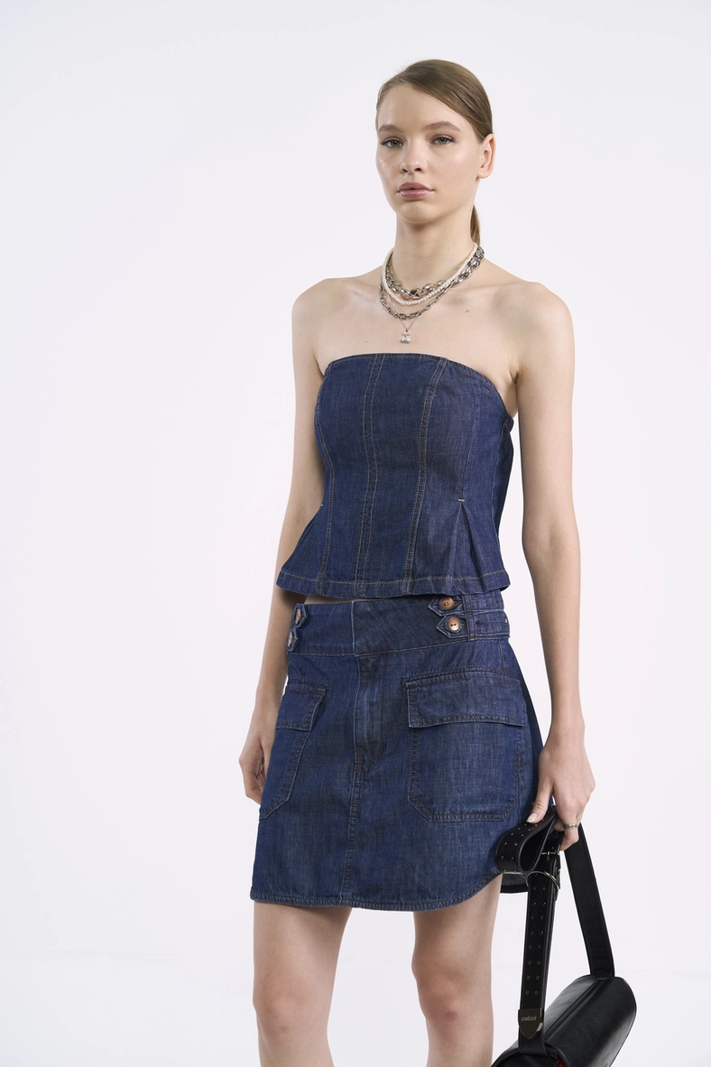 Top Corset Jeans Estruturado