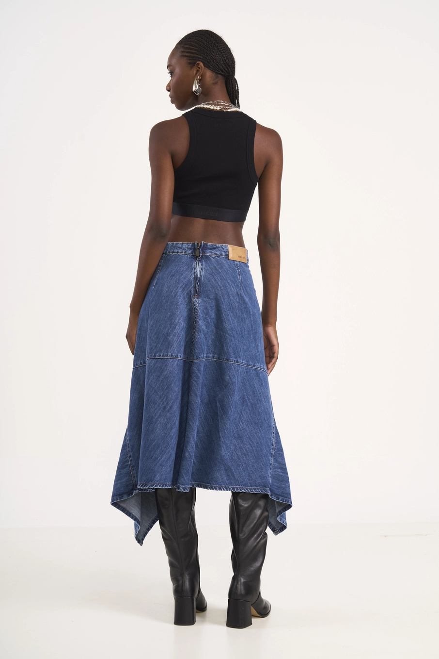 Top Cropped Canelado Preto