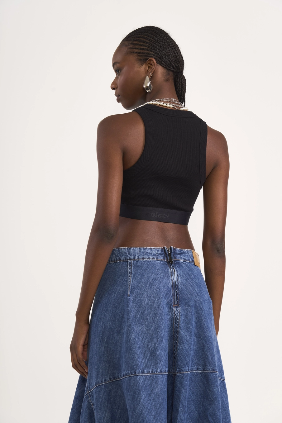 Top Cropped Canelado Preto