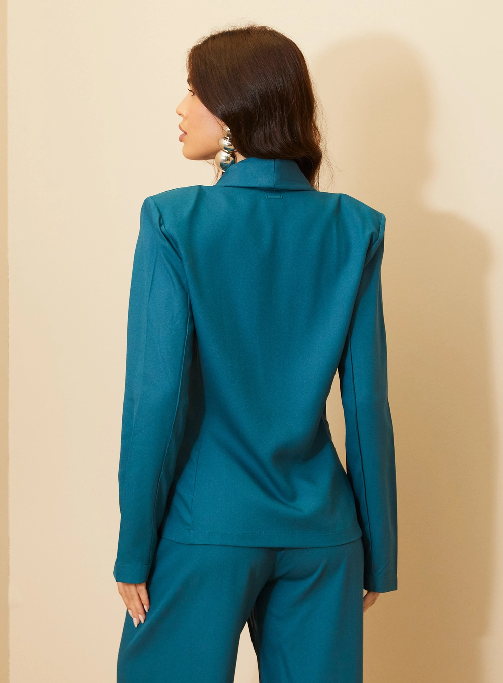Blazer Feminino Com Lapela Alongada - Alfaiataria Azul 4