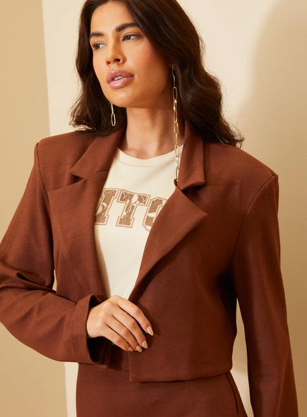 Blazer Feminino Cropped De Alfaiataria
