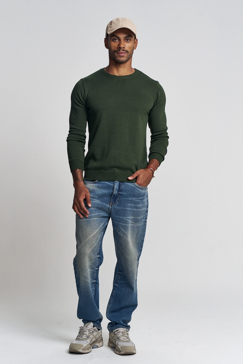 Suéter Slim Masculino Em Tricô Verde 1