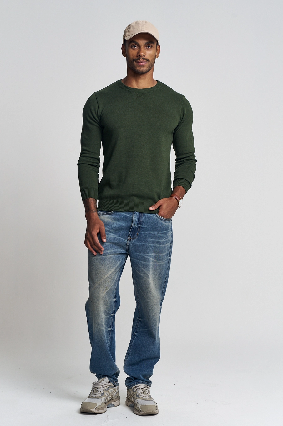 Suéter Slim Masculino Em Tricô Verde 1