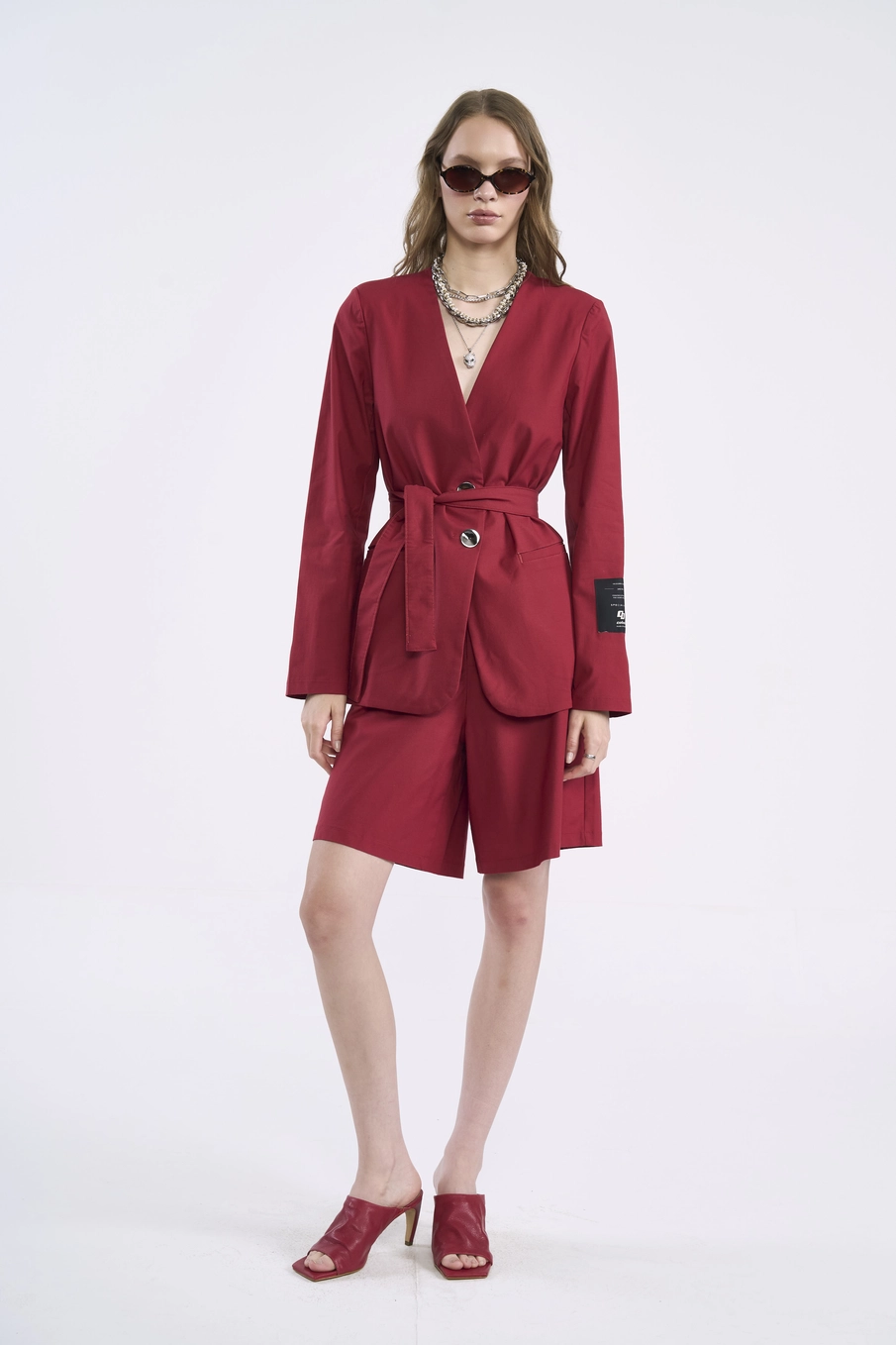 Blazer De Alfaiataria Com Ajuste Na Cintura Vermelho