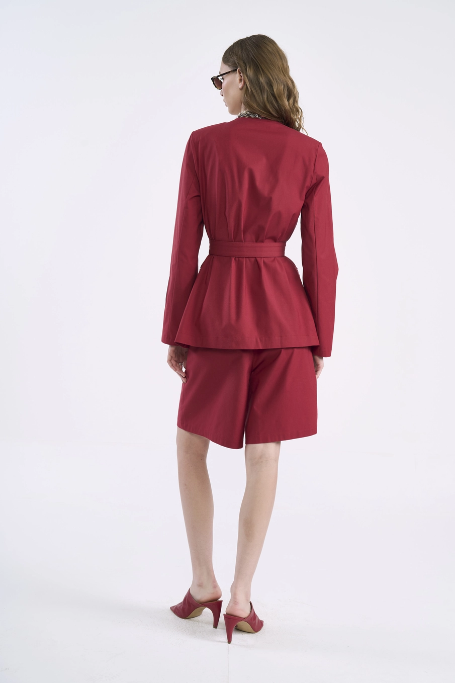 Blazer De Alfaiataria Com Ajuste Na Cintura Vermelho