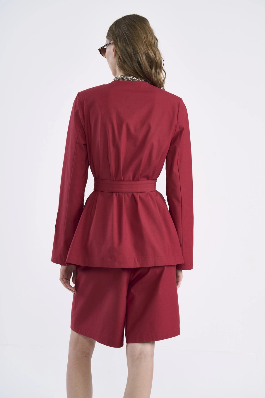 Blazer De Alfaiataria Com Ajuste Na Cintura Vermelho