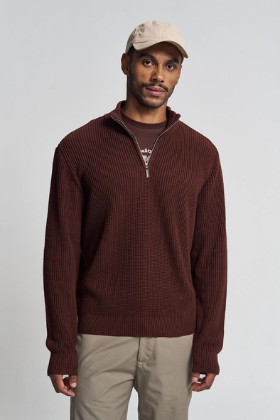 Suéter Masculino Em Tricot Com Zíper