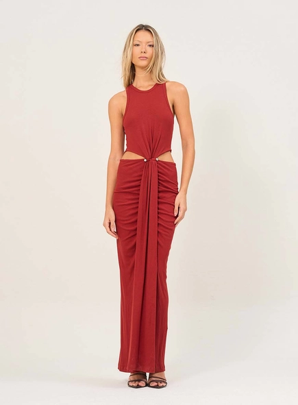 Vestido Longo Com Decote Nadador