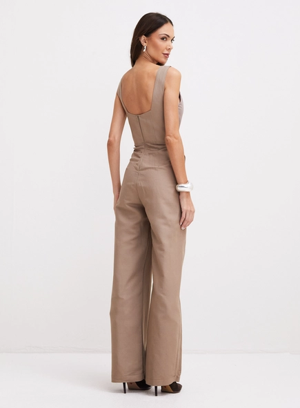 Macacão Pantalona Corset Com Detalhes