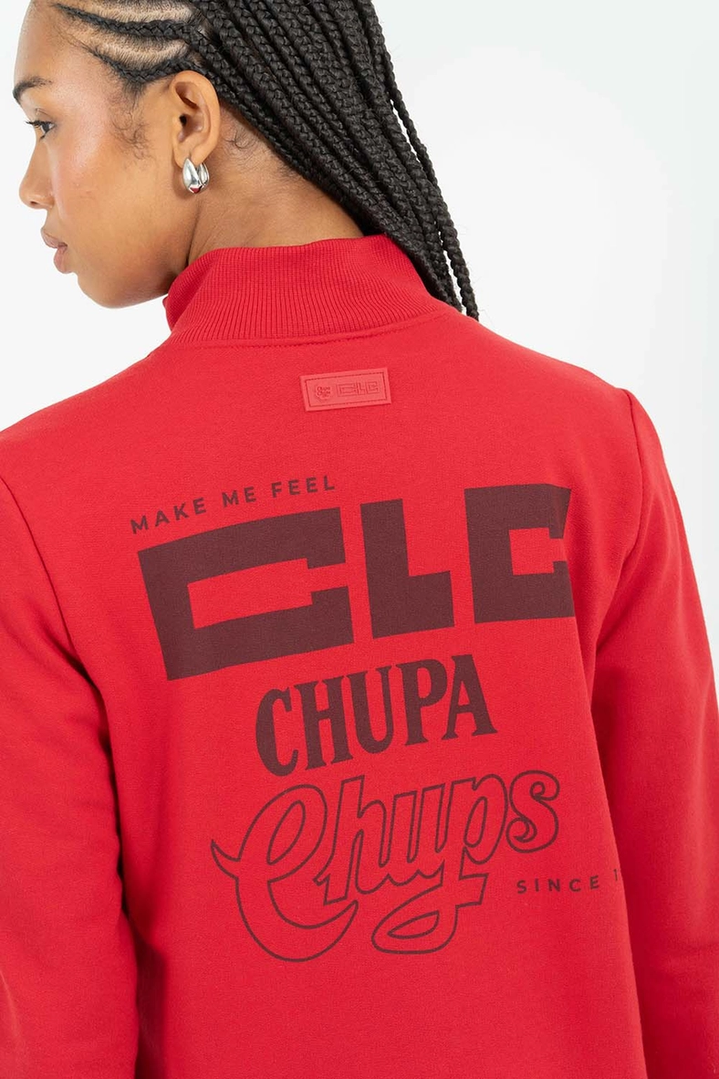 Jaqueta Moletom Regular Gola Alta - Chupa Chups Vermelho 4