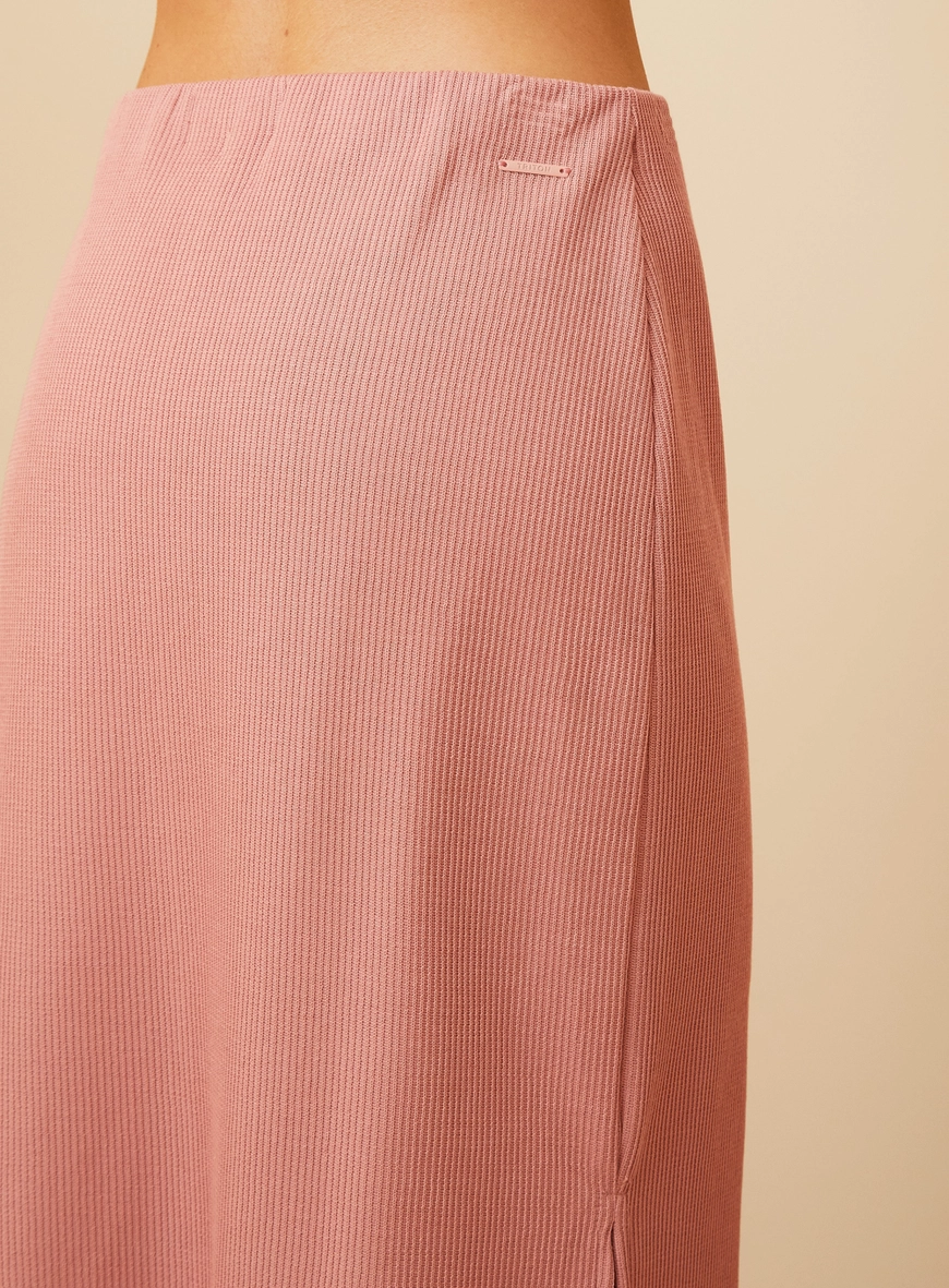 Saia Midi Texturizada Com Fenda Lateral - Comfort Rosa 3