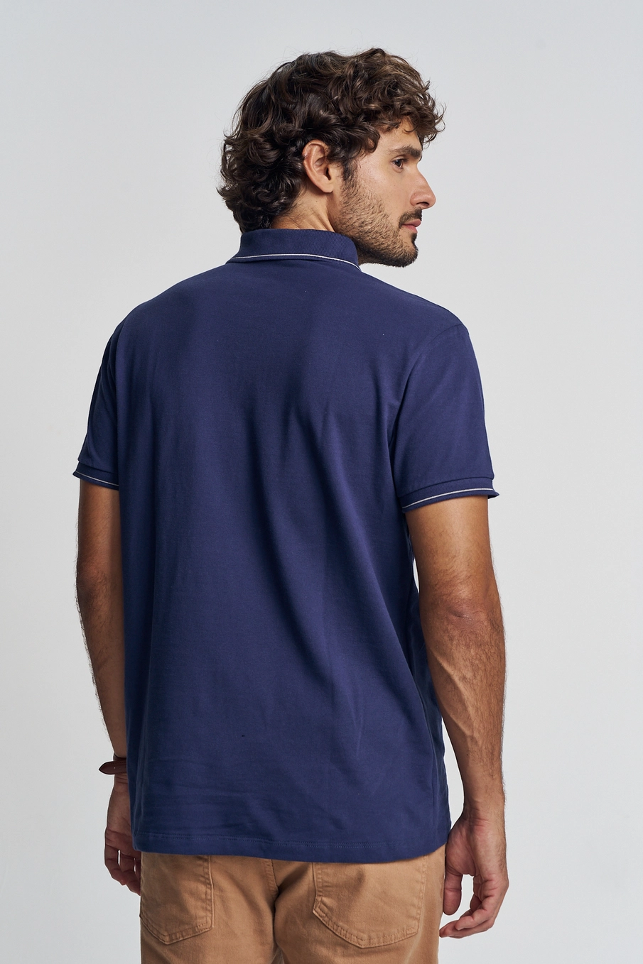 Polo Masculina Com Detalhes Contrastantes - New Azul 4