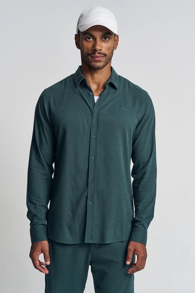 Camisa Masculina Com Linho - Casual