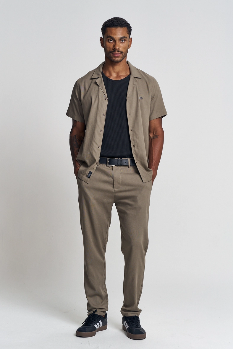 Camisa Masculina Gola Cubana - Regular Bege 4