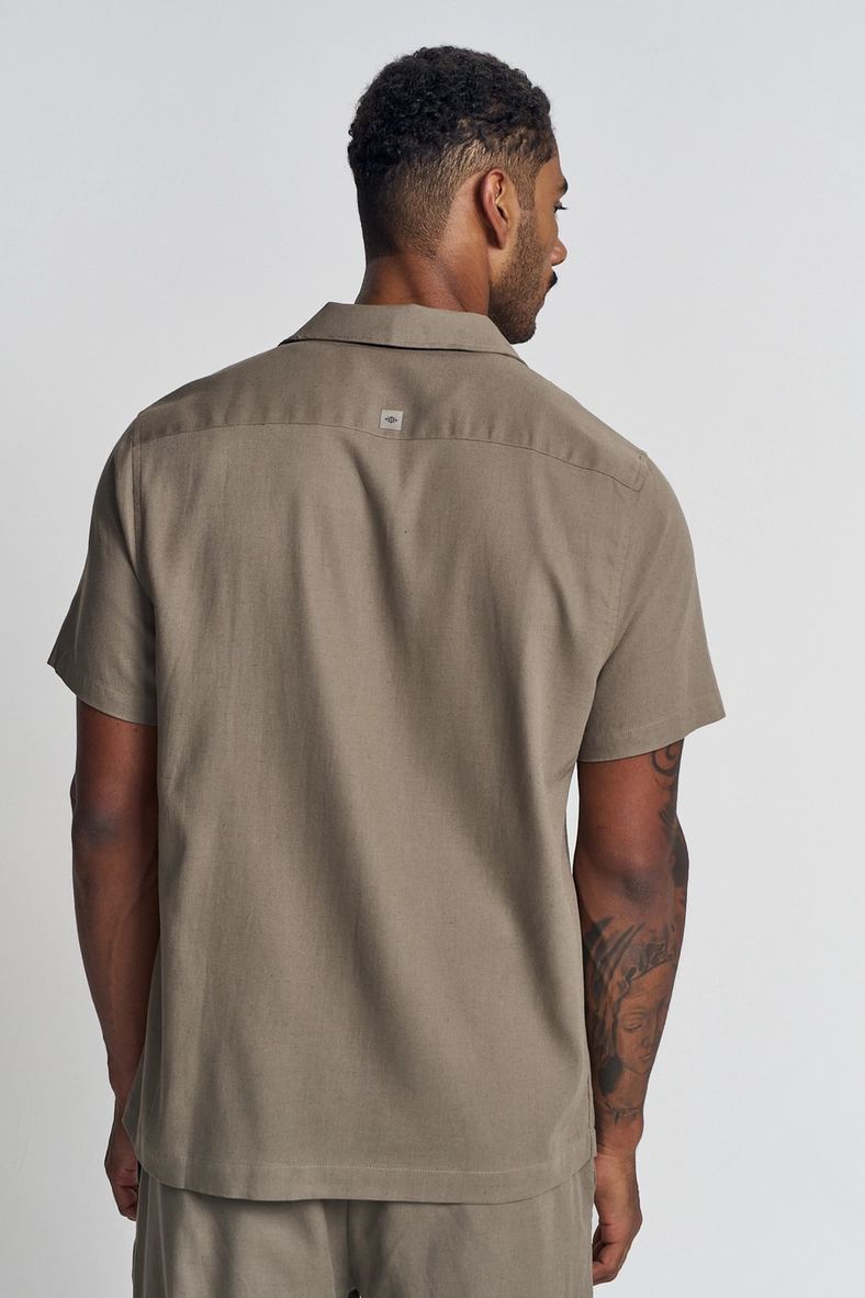 Camisa Masculina Gola Cubana - Regular Bege 2