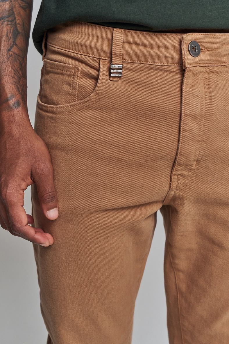 Calça Sarja Masculina Com Cintura Média - Leo Bege 4