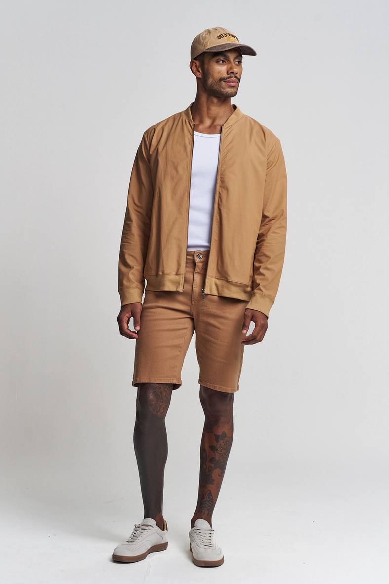 Jaqueta Masculina Com Gola Careca - Bomber Bege 4