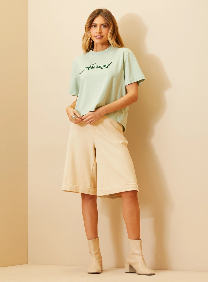 Camiseta Feminina Com Estampa Central Verde 4
