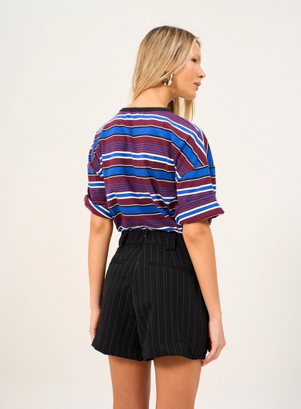 Short Risca De Giz Com Cinto Integrado