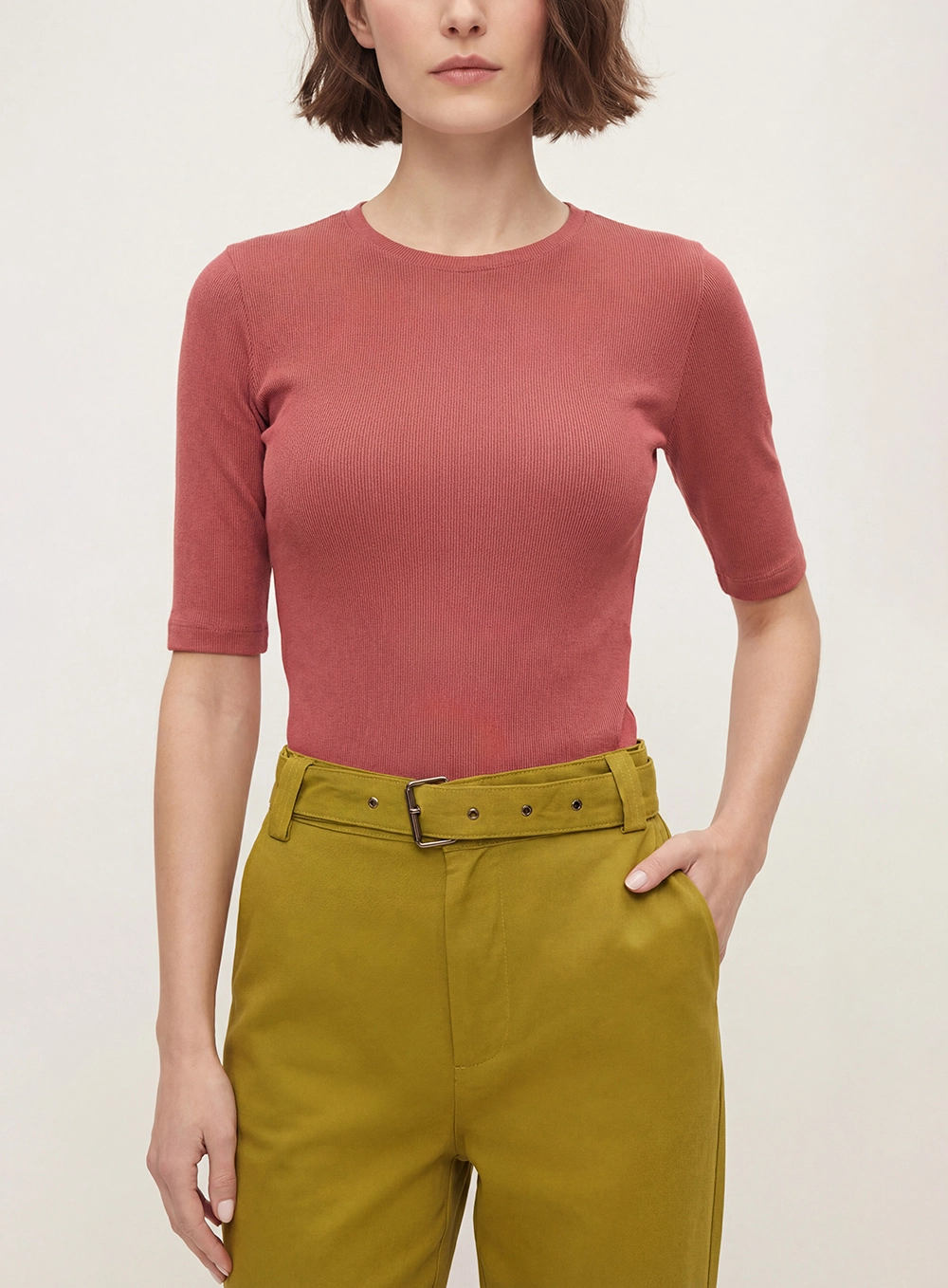 Blusa Slim Canelada Rosa 4
