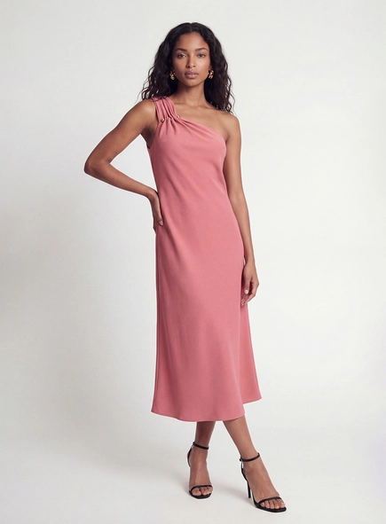 Vestido Midi Slim Um Ombro Só